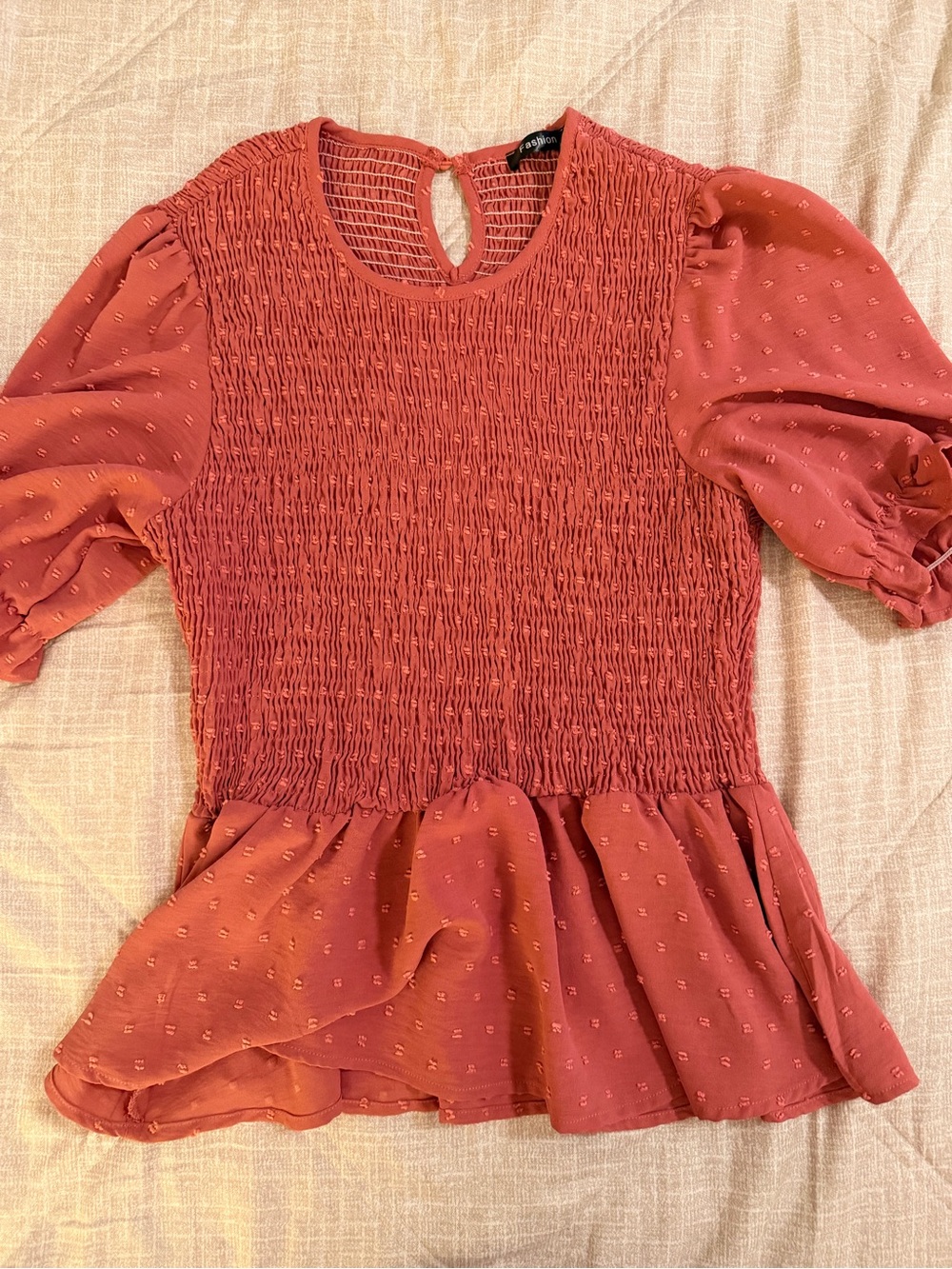 Smocked Peplum Blouse - Dusty Rose
